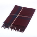 Hot selling bulk winter long scarves with tassel warm acrylic tartan plaid scarf